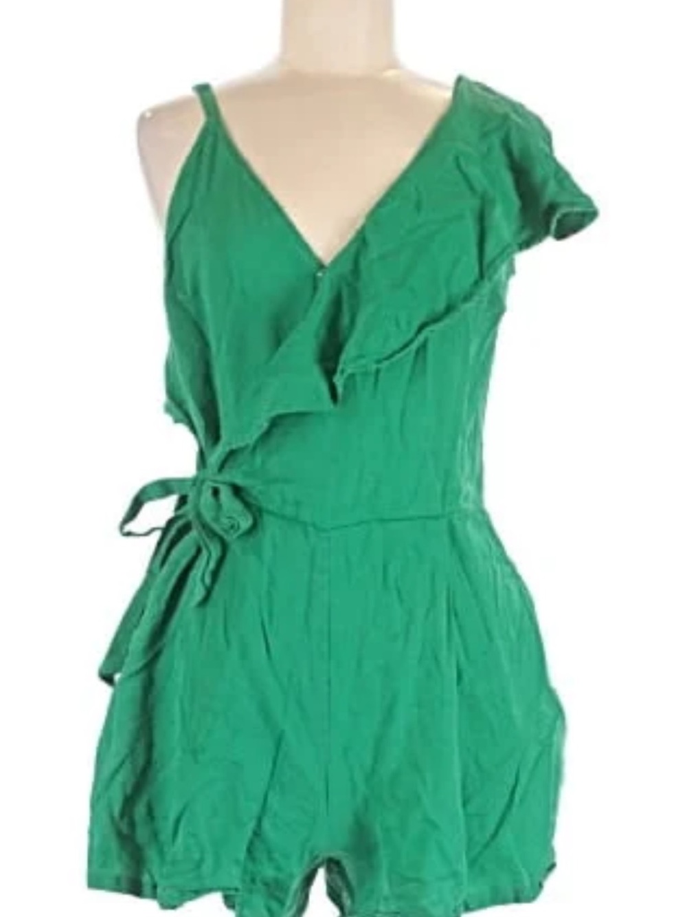Kut Green Asymmetrical Wrap Romper
